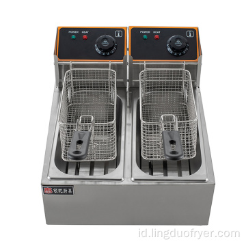 Peralatan Dapur Komersial 4L Dual Cylinder Electric Deep Fryer Dengan Keranjang
